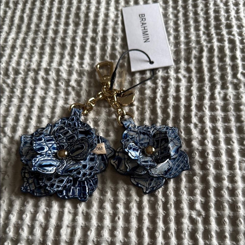 Brahmin Blue Floral Key Fob
